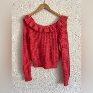 NWT Anthropolgie Ruffled Boat Neck Wool Blend Sweater - XS